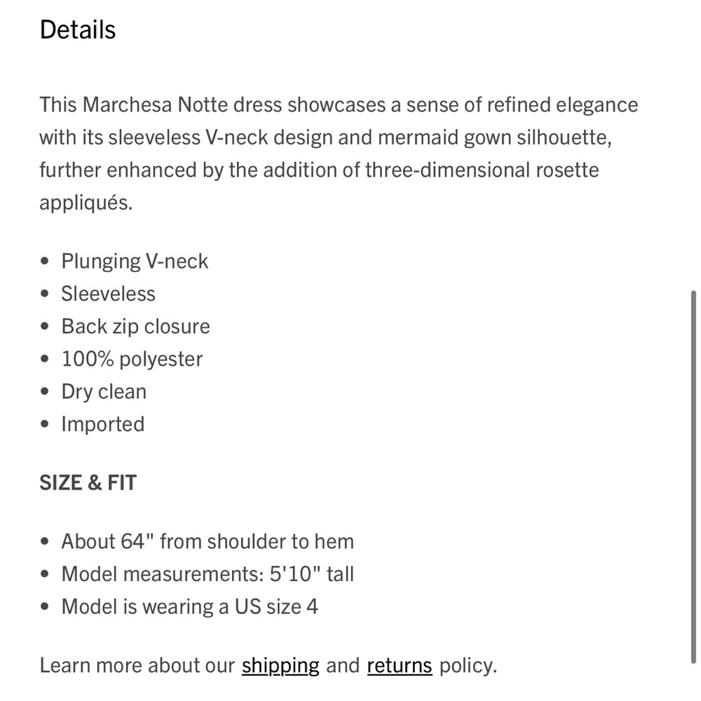 MARCHESA**Rosette Appliqué Black Mermaid Evening Gown**US 14***$1095 NWT - Picture 8 of 8